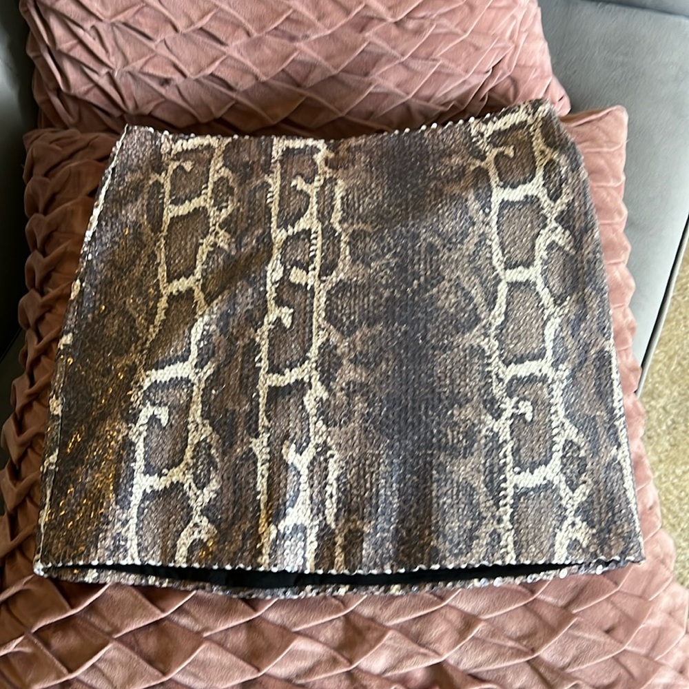 Bebe Sequin snake print mini skirt , XS.